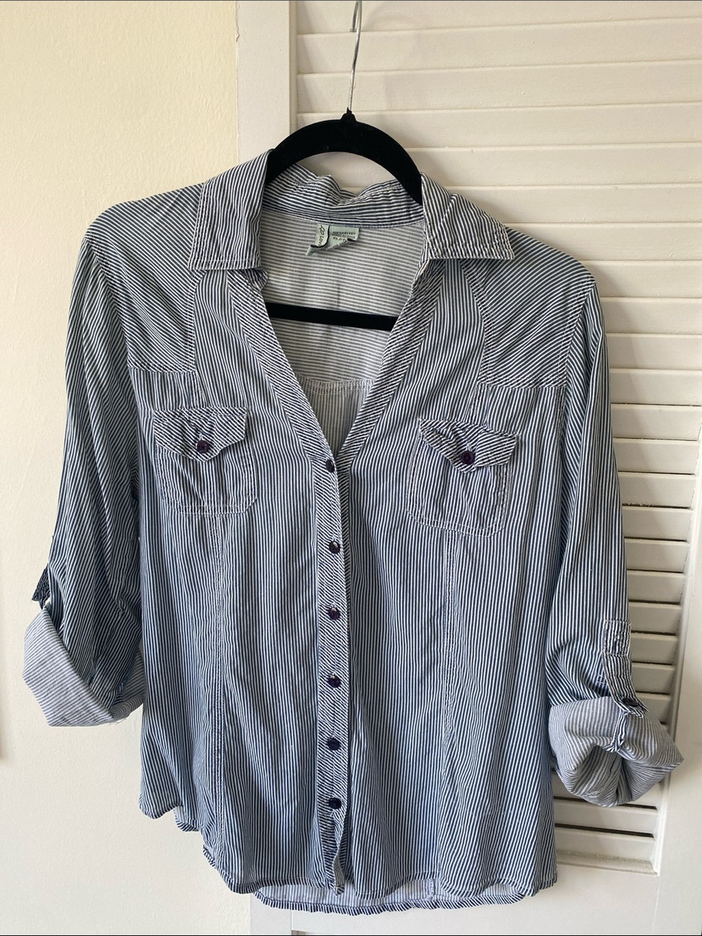 Striped Button-Down Shirt — Blue & White by Unknown Brand
